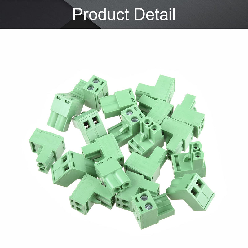 Fielect 20Pcs 5.08mm Pitch 2P PCB Screw Terminal Block Connector 300V 15A Pluggable Teminal Blocks Connector 2EDGK-5.08 Green