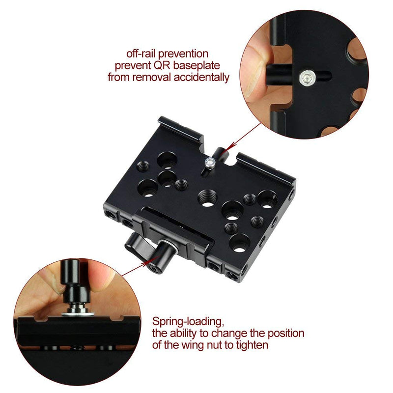 NICEYRIG Quick Release Base Plate Compatible with Manfrotto 577, 501, 504, 701 for DSLR Camera 15mm Rail Support System