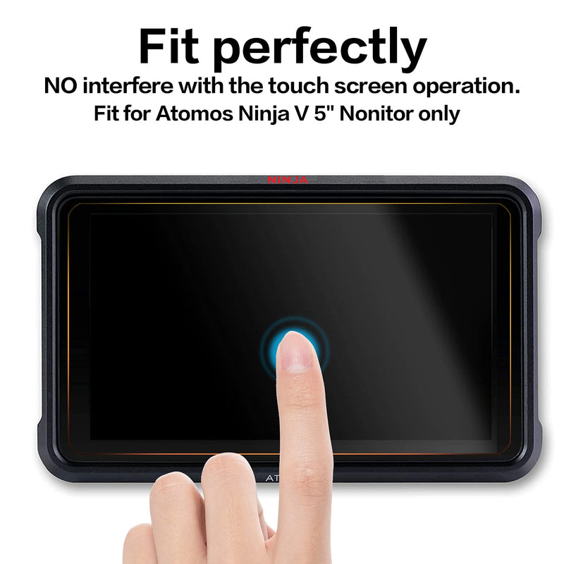 Atmoshue Screen Protector Compatible with Atomos Ninja V 5 inch 4K HDMI Recording Monitor, Tempered Glass Screen Protector only fits Ninja V 5inch (2 packs)(Not plastic)