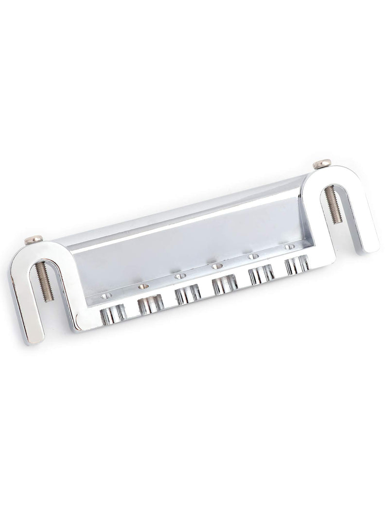 Metallor Tune-O-Matic Wraparound Bridge with Stop Tailpiece Wrap Around Adjustable Combination Saddle Bridge Tailpiece for Les Paul LP Style 6 String Electric Guitar Parts Full Set Chrome.