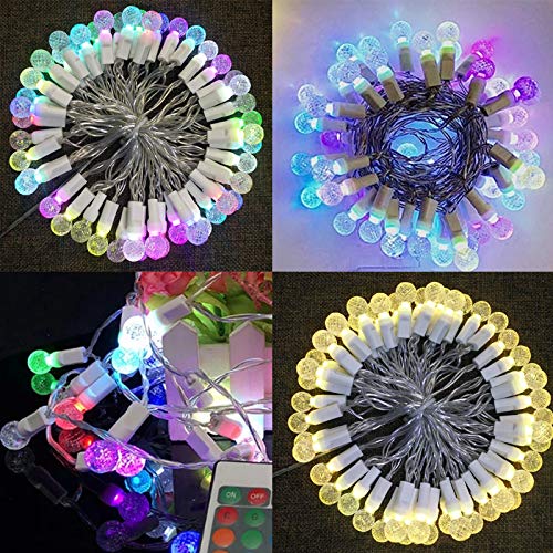 [AUSTRALIA] - 16 Color Changing Globe String Lights Battery Operated Waterproof,50 LEDs G15 Bubble Ball Fairy Lights with Remote Control Timer for Indoor, Outdoor,Party, Christmas Party Decor (Globe) 
