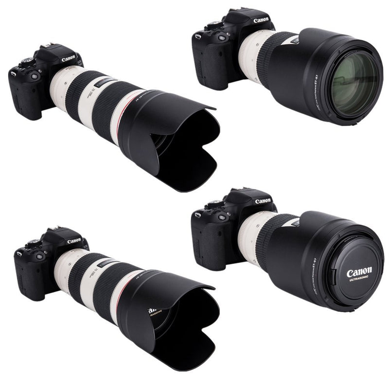 JJC Dedicated Reversible Lens Hood Shade for Canon EF 70-200mm f/2.8L is III USM & Canon EF 70-200mm f/2.8L is II USM Lens Replaces Canon Lens Hood ET-87, with Button to Lock or Release - Black
