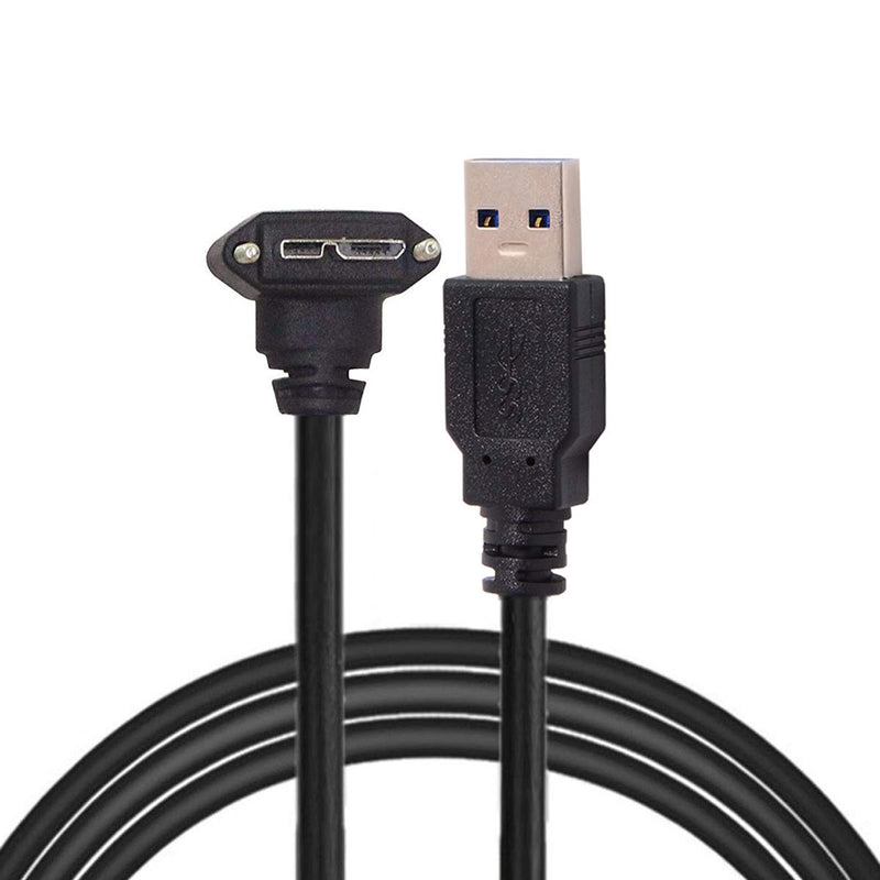[AUSTRALIA] - CY 90 Degree Down Angled Micro USB Screw Mount to USB 3.0 A Type Data Cable 3m 10ft 