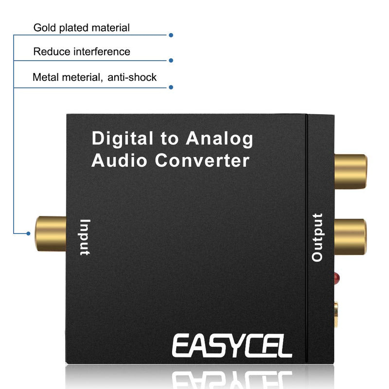 [AUSTRALIA] - EASYCEL Audio Digital to Analog Converter DAC with 3.5mm Jack, Optical SPDIF Toslink Coaxial to Analog Stereo L/R Converter with Optical Cable and Power Adapter for PS3 PS4 Xbox Roku 
