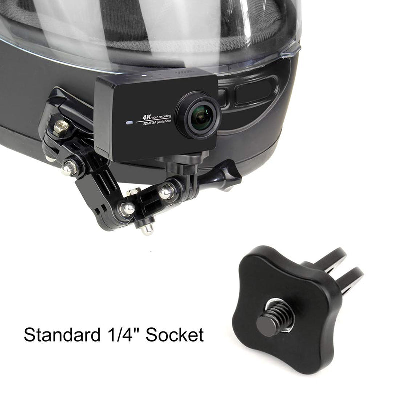 SOONSUN Motorcycle Helmet Chin Mount Kits for GoPro Hero 10 9 8 7 6 5 4 Hero Session, AKASO, SJCAM, Yi Action Camera – Includes Adhesive Pads Flat Curved J-Hook Mount