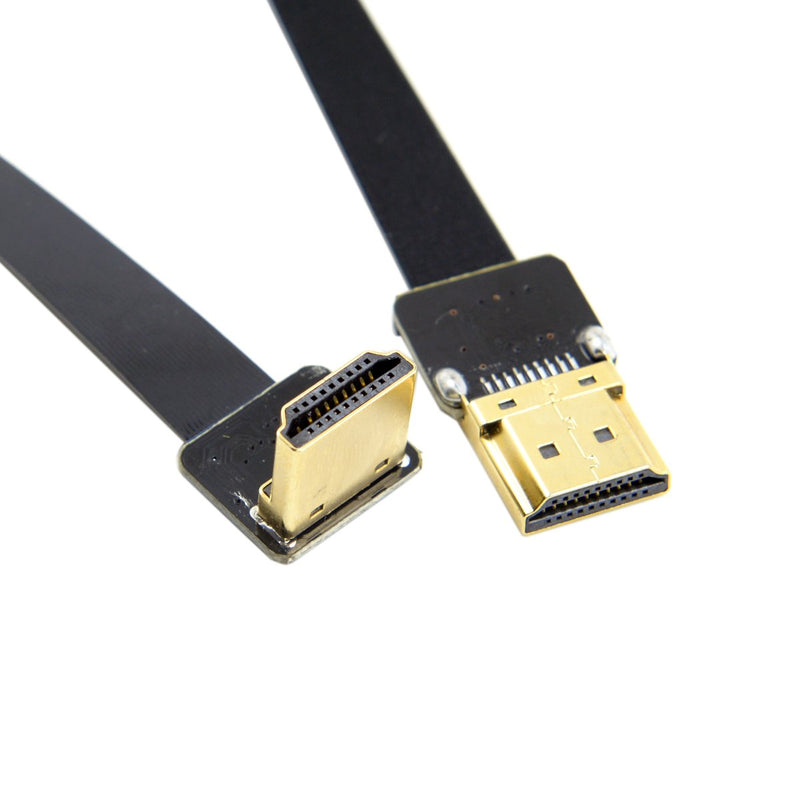 Cablecc FPV HDMI Male to Down Angled 90 Degree HDMI Male HDTV FPC Flat Cable 20cm for Multicopter Aerial Photography