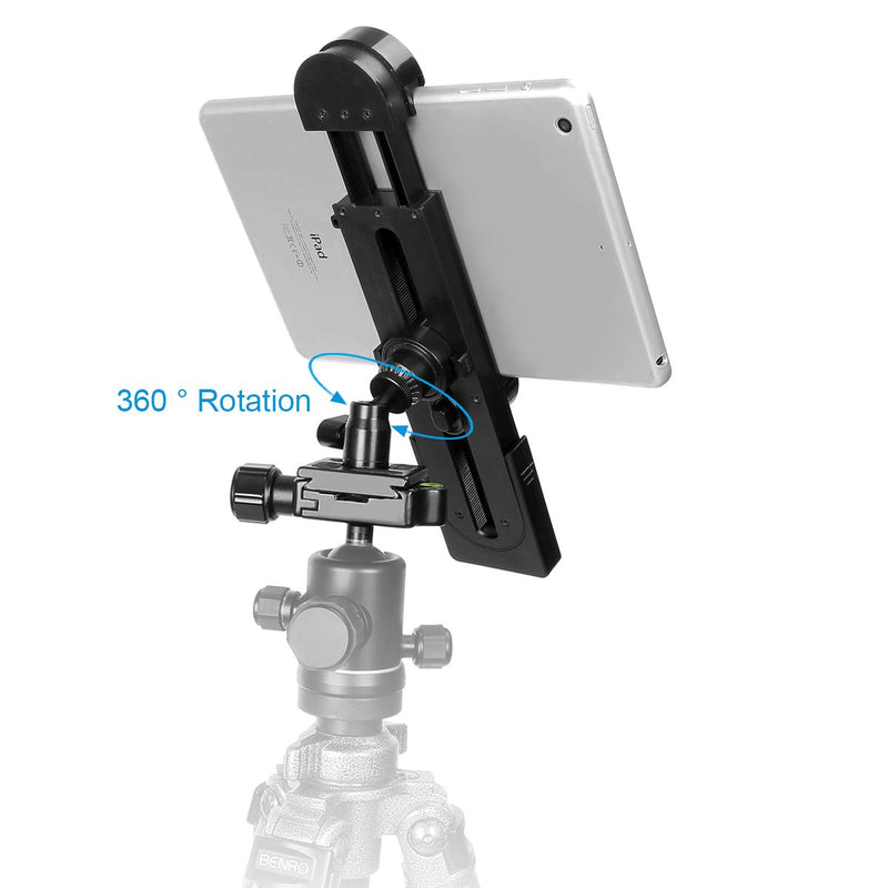 Vikdio 2in1 Phone iPad Pro Tripod Mount Adapter Universal Tablet Clamp Holder Fits 3.5-12.9" Inch iPad Air/Mini, MS Surface, Most Phones & Mini Tripod Ball Head for Amazon Monopod/Tripod/Selfie Stick Tablet Mount