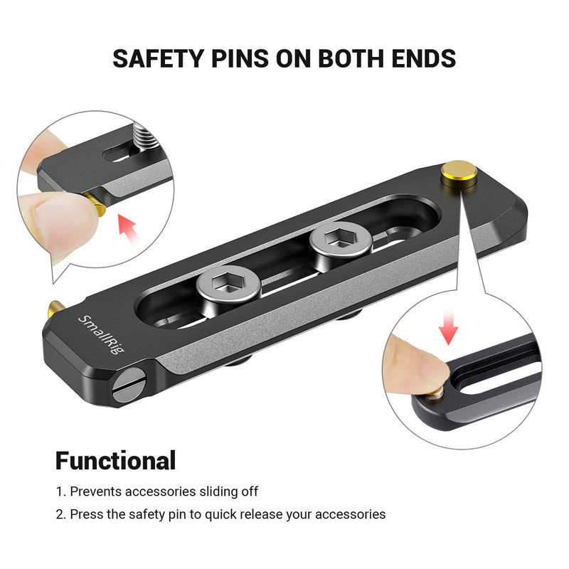 SMALLRIG Universal Low-Profile Quick Release NATO Rail Safety Rail 70mm/2.8inches Long with 1/4'' Screws for NATO Handle Camera Cage EVF Mount – BUN2483 70 mm