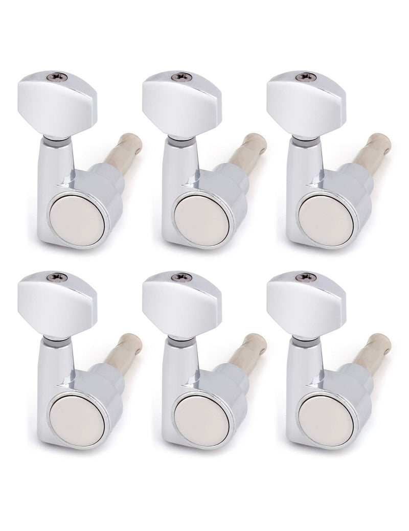 Metallor Sealed String Tuning Pegs Tuning Keys Grover Machines Heads Tuners 6 In Line Right Handed Electric Guitar Acoustic Guitar Parts Replacement Chrome.