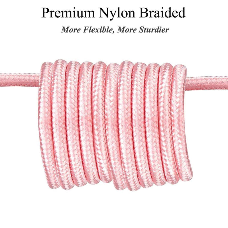 iPhone Charger 6ft 2Pack Aioneus Mfi Certified Lightning Cable Fast Charging Nylon Braided Phone Charger Cord Compatible with iPhone 12 Pro Max 11 Pro Xr Xs Max 10 8 Plus 7 6 6s 5c,SE 2020,iPad Pink