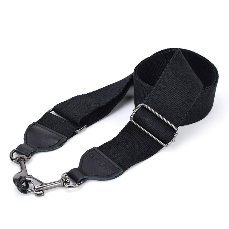 CLOUDMUSIC Banjo Strap Guitar Strap For Handbag Purse Jacquard Woven With Leather Ends And Metal Clips(Black) Black