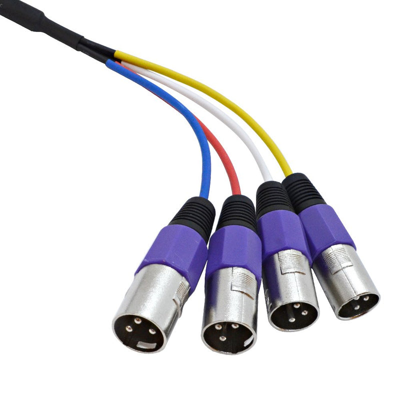 [AUSTRALIA] - Seismic Audio - SASN4P - 4 Channel 2 Foot XLR Snake Cable with Purple Cable Shell - Balanced Shielded Audio Frequency Control Patch Cable Snake 2' 