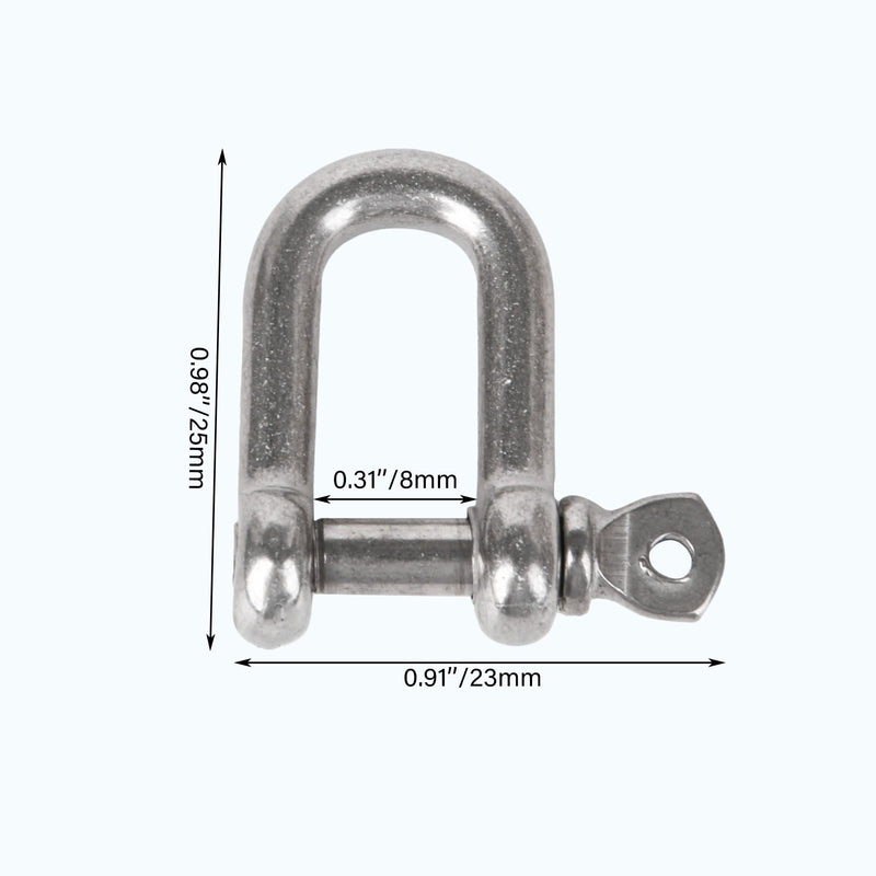 CNBTR D Ring Shackle Hardware Rigging European Style Chain with 22mm Pin Use With Tow Strap M4 304 Silver Stainless Steel Pack of 50
