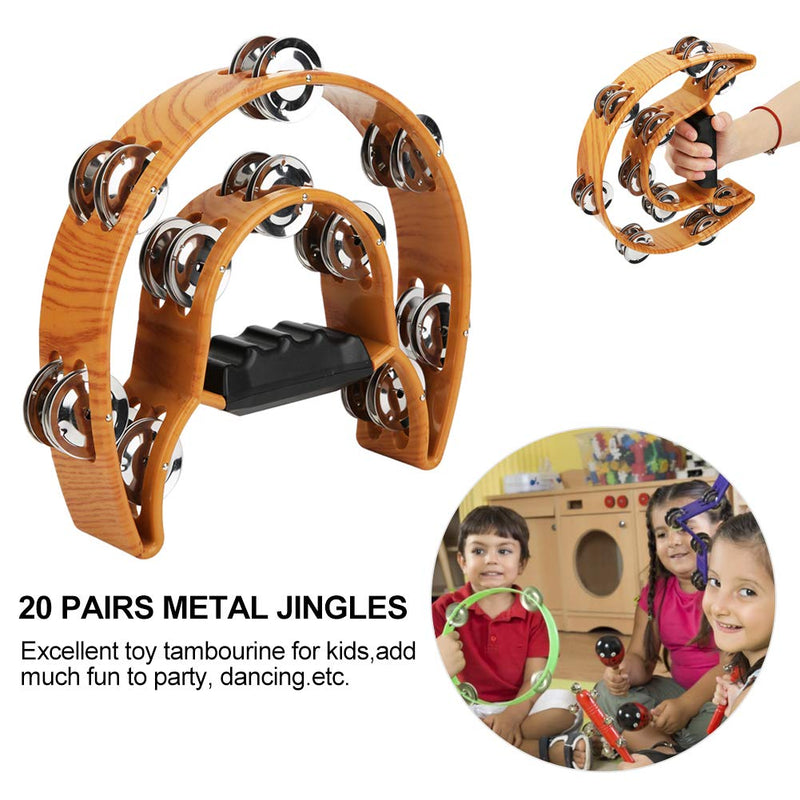 Bnineteenteam Handheld Tambourine,Rattle wth Double Row 20 Pairs Metal Jingles Tambourine for Adults Kids Games Party