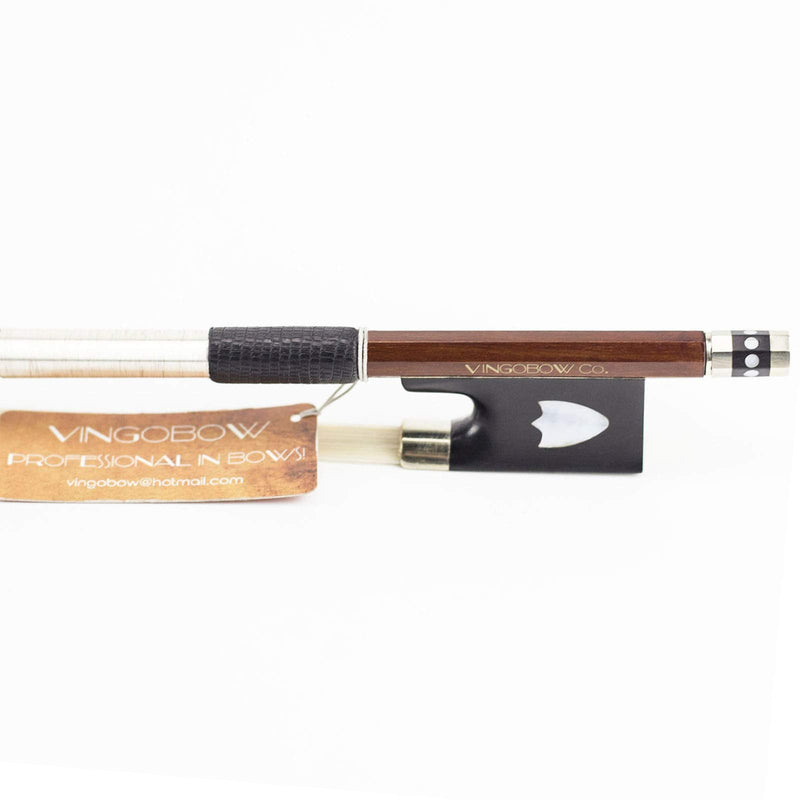 Pernambuco Stick Violin Bow 4/4 Size VINGOBOW 430V Concert Level Shield Pattern Eyes Ebony Frog Well Balanced Warm Sweet Sound Quality Natural Horse Hair Hard Stick Full 4 4