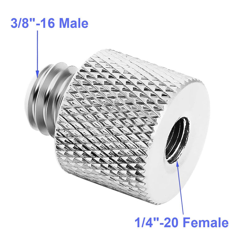 JOMLEY 1/4 to 3/8 Adapter,1/4"-20 Female to 3/8"-16 Male Screw Thread Adapter for Camera Monitor - 2 Pack
