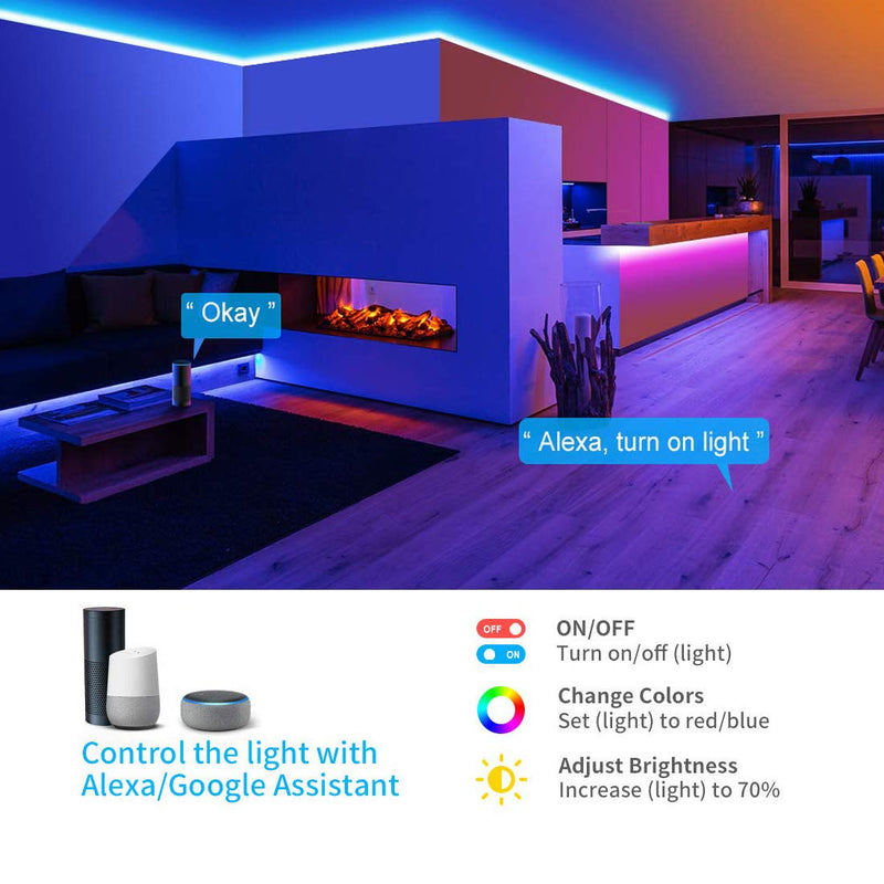 [AUSTRALIA] - WiFi Smart led Strip Lights Alexa - DAGUEPE Wireless Lights for Room with 16.4 FT 5050 RGB Light Compatible with Alexa and Google Home, RGB Smart LED Lights, Tuya App Control Color Change Lights 