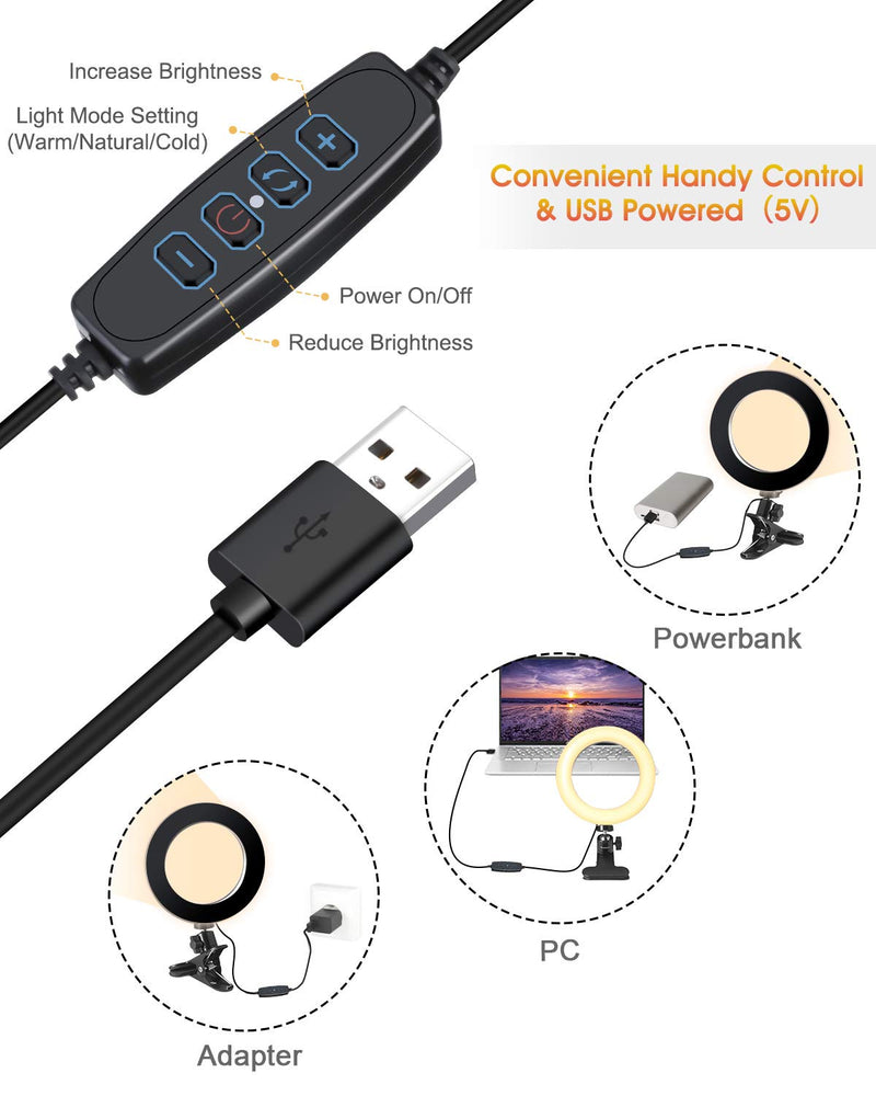 Video Conference Lighting, ELEGIANT 6.3" Ring Light for Monitor Clip On, for Remote Working, Distance Learning,Zoom Call Lighting, Live Steam & Broadcast, Computer & Laptop Video Conferencing Warm