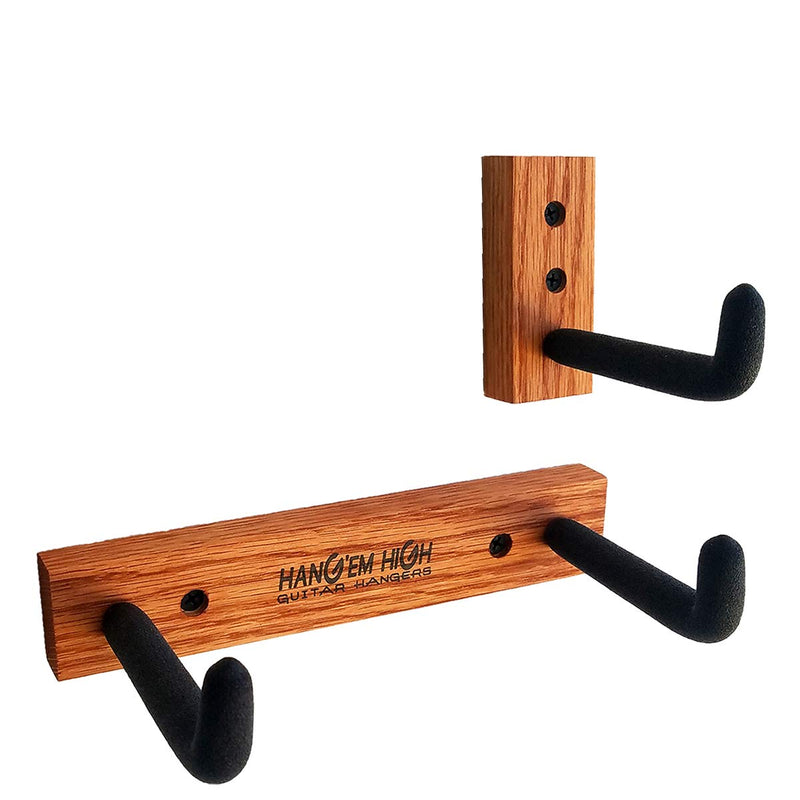 Angled Guitar Wall Hanger Display for Acoustic and Thick Body Guitars - Classic Oak
