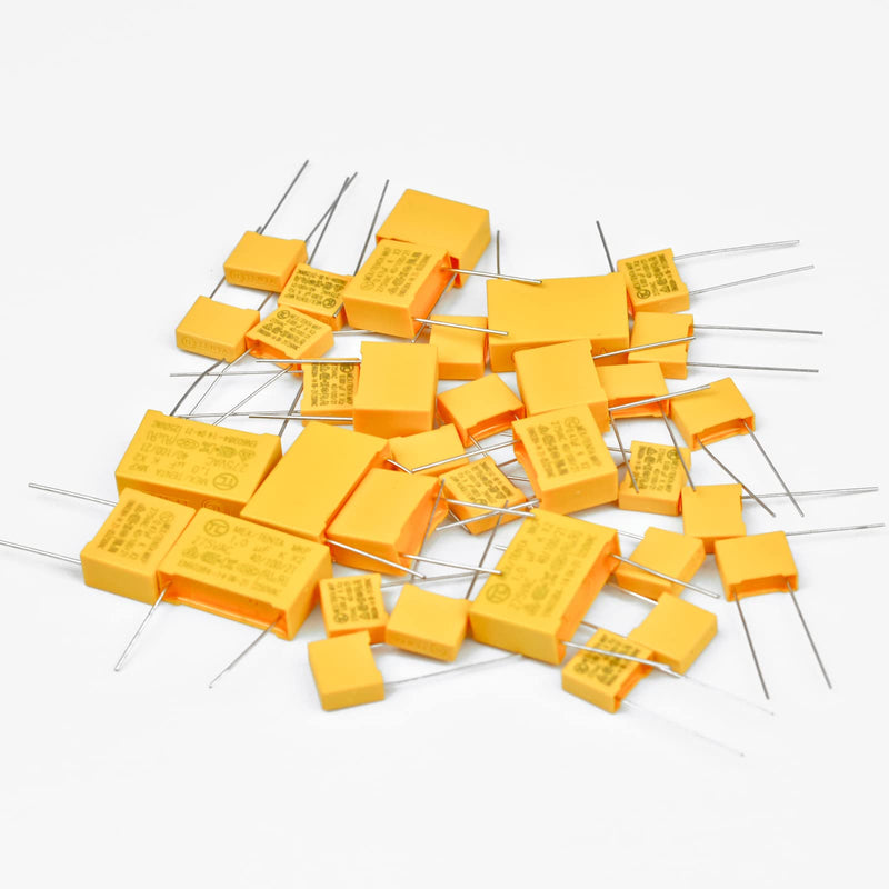 KOKISO 10 Values 77 PCS Polypropylene Safety Capacitors DIP 275VAC X2 MKP Assorted Kit Assortment(0.001uF,0.01uF,0.022uF,0.047uF,0.1uF,0.22uF,0.33uF,0.47uF,0.68uF,1uF)