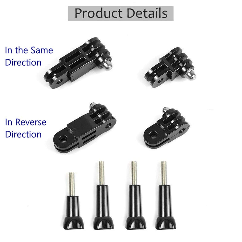 3-Way Adjustable Extension Pivot Arm Adapter Set- Long & Short Straight 35mm/50mm Same/Reverse Direction Joints Connector Convertor for GoPro Hero Series, SJCAM Series, Levin, DBPOWER, AKASO, Wimius