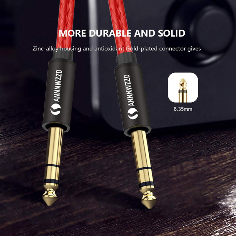 ANNNWZZD 6.35mm(1/4) TRS to 6.35mm(1/4) TRS Stereo Audio Cable 6 Foot Male to Male -(6ft/6FT) 1 Pack 6FT