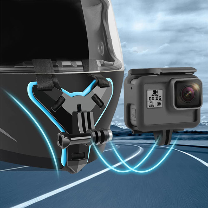 [AUSTRALIA] - Motorcycle Helmet Chin Strap Mount for GoPro Hero 10, 9, 8, 7, (2018), 6 5 4 3, Hero Black, Session, Xiaomi Yi, SJCAM (Blue) Blue 