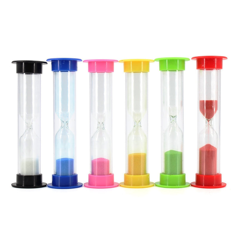 Multicolor Sandglass Timers - Small Colorful Sandglass Sand Clock Colored Timer Suit 30sec / 1min / 2mins / 3mins / 5mins / 10mins (6pcs) Mini Toy Hourglass Set for Kids at Home and School