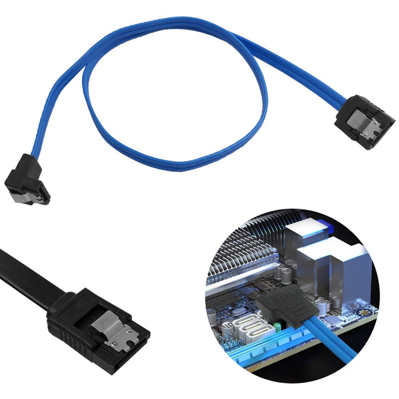DaKuan Set of 12, Straight and 90 Degree Right-Angle SATA III Cable 6.0 Gbps with Locking Latch, SATA III Cable (6X Black, 6X Blue)