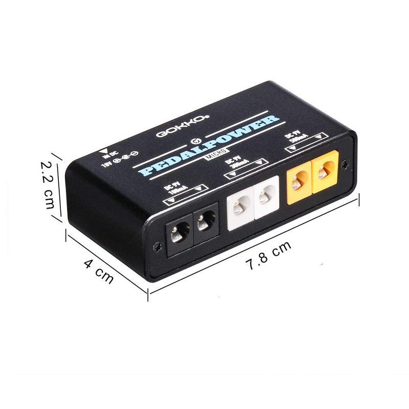 GOKKO Mini Guitar Pedal Power Supply 6 Isolated Outputs DC 9V 100mA/300mA/600mA 2Way Universal Effect Pedal Power Supplies with Smart Short Circuit and Over Current Protection