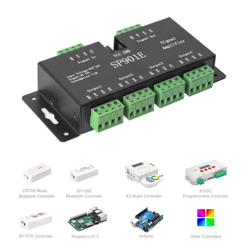 [AUSTRALIA] - BTF-LIGHTING SP901E LED Pixel WS2812B WS2811 SPI Signal Amplifier Repeater for WS2813 SK6812 WS2815 WS2801 SK9822 etc All The RGB Addressable LED Strip and Dream Color Programmable LED Matrix Panel 