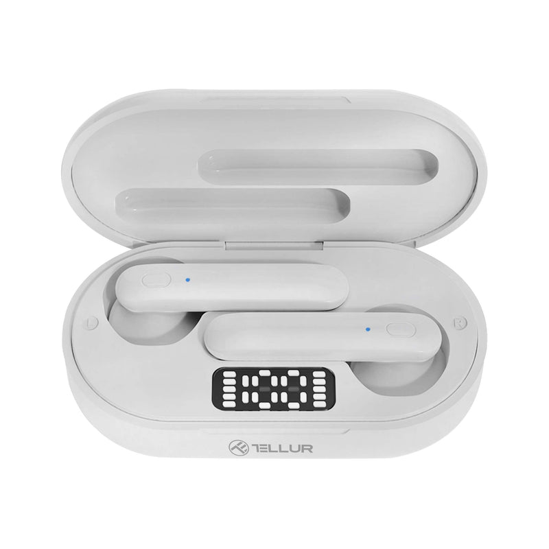 TELLUR Flip Bluetooth Headphones with Charging Case, BT 5.0, Touch Control for Music and Calls, HD Hi-Fi Sound, 13mm Drivers with Bass Boost, Lightweight 4 gr, USB-C, Cable Included (White) White