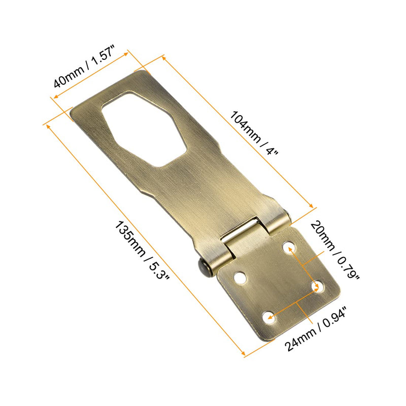 uxcell 4-inch Keyed Hasp Locks Zinc Alloy Twist Knob Keyed Locking Hasp W Screws for Door Cabinet Keyed Alike Bronze Tone 2Pcs