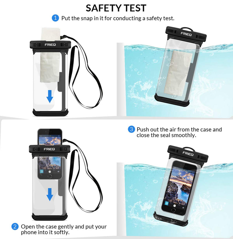 Waterproof Case Cellphone Dry Bag Pouch for iPhone 11 / iPhone 11 Pro Max Xs Max XR XS X 8 7 6S Plus, Samsung Galaxy S10 S10e S9 S8 +/Note 9 8, Pixel 3 2 XL HTC LG Sony Moto up to 7" by FRiEQ