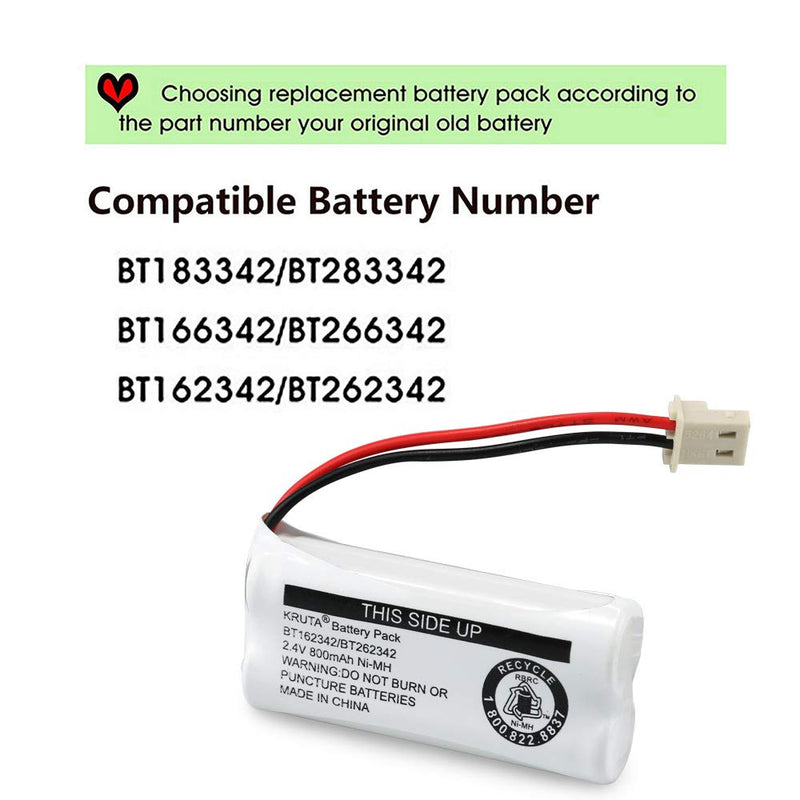 BT162342 BT262342 Cordless Phone Batteries Compatible with BT183342 BT283342 BT166342 BT266342 VTech CS6114 CS6419 CS6719 at&T EL52300 CL80111 Handset Telephone (Pack of 2) Pack of 2