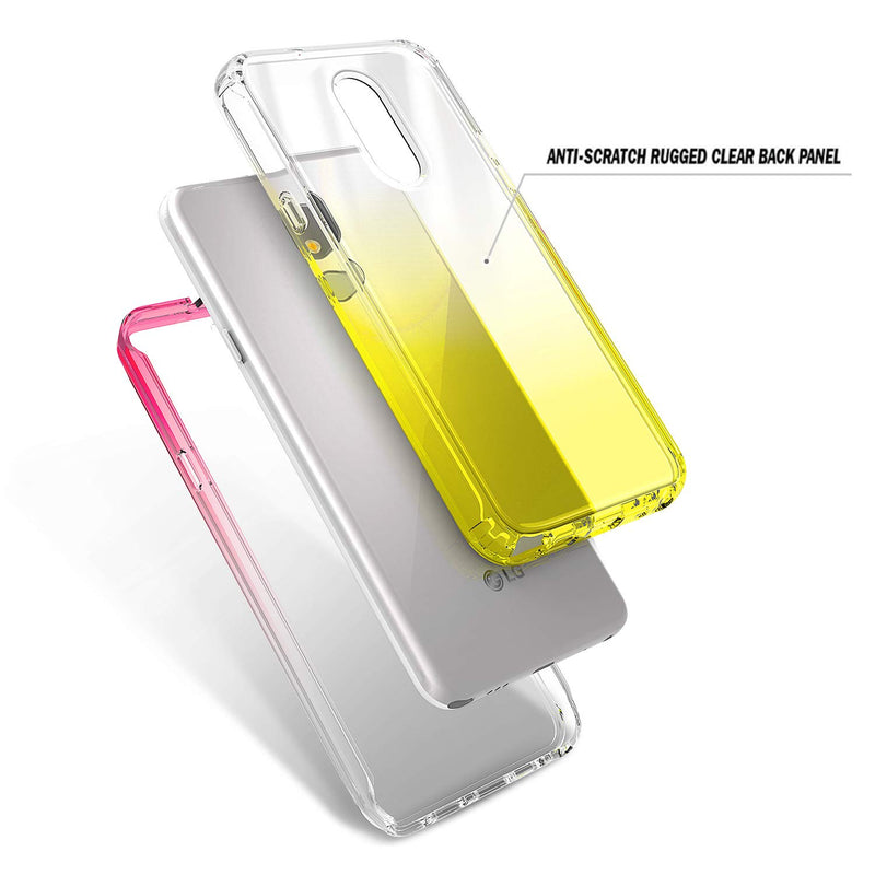 E-Began Case Compatible for LG Stylo 5 with [Built-in Screen Protector], LG Stylo 5V/Stylo 5X/Stylo 5 Plus, Full-Body Protective Rugged Bumper Cover, Shockproof Impact Resist Case -Pink/Yellow Pink/Yellow