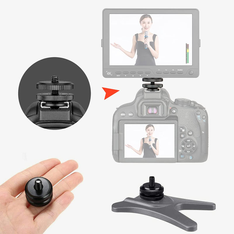 koolehaoda Aluminium Cold Shoe Mount Adapter Video Accessory Quadruple Cold Shoe Bracket for Lights, LED Monitors, Microphones, Audio Recorder & Studio Flash Video Camera FR-04 Hot Shoe