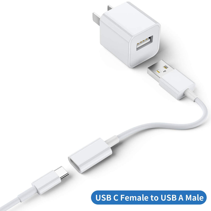 USB C Female to USB Male Adapter (3-Pack),Type C to USB A Charger Cable Adapter,Compatible with iPhone 11 12 Pro Max,iPad 2018,Samsung Galaxy Note 10 S20 Plus S20+ 20+ Ultra,Google Pixel 4 3 XL(White)
