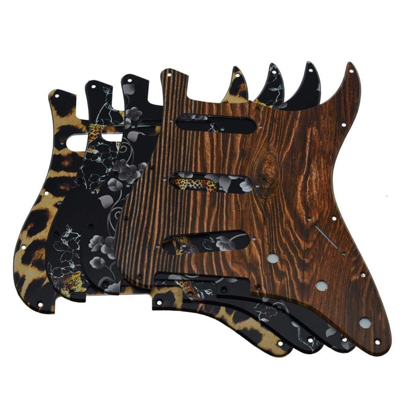 Dopro 11 Hole Strat Style Guitar 3D Printed Plastic Pickguard Bridge Reversed with Screws For Fender Jimi Hendrix Stratocaster Flower Pattern