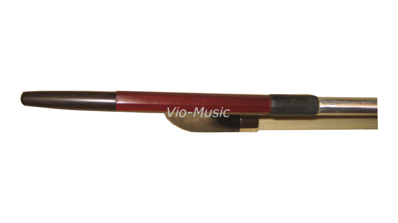 Vio Music#402 1/2 Bass Bow, Brazilwood, Ebony Frog, German Style, Black Horse Hair