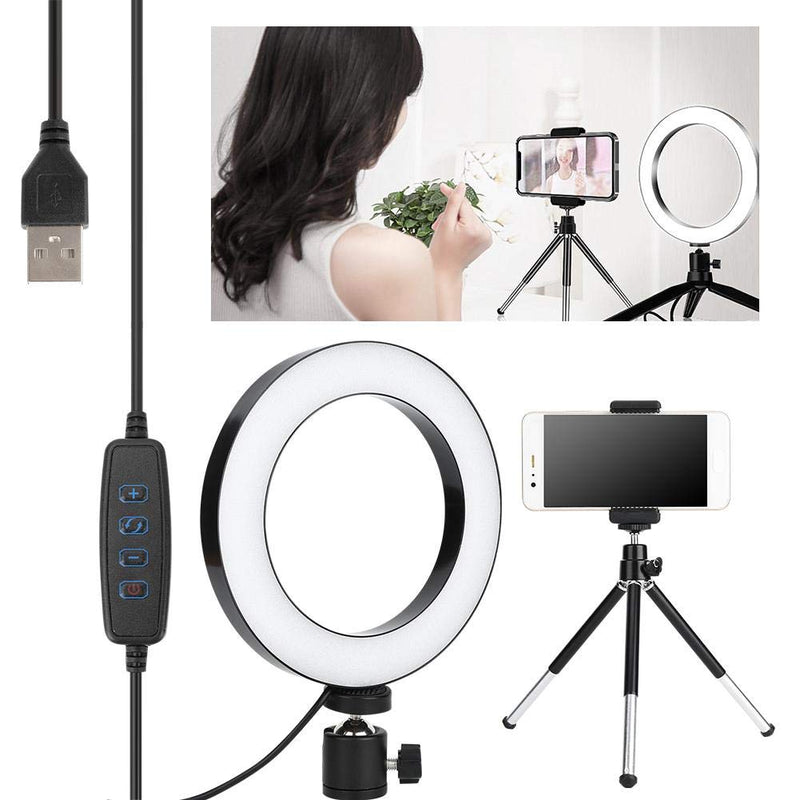 LED Ring Light, Dimmable LED Video Ring Light with Desktop Tripod Mobile Phone Holder, Camera Lamp Kit with Three Light for Live Streaming, Photography Lighting