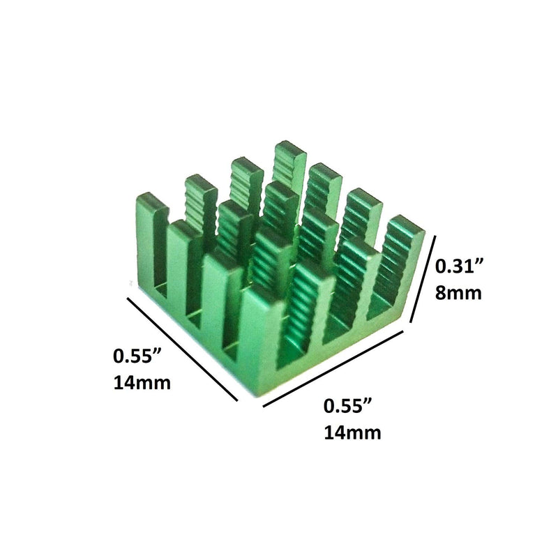 Easycargo 10pcs 14mm Heatsink 14x14x8mm + pre Applied 3M 8810 Thermal Conductive Adhesive Tape for Cooling Cooler GPU Chips VRAM VGA RAM (14mmx14mmx8mm) (Green 14mm)