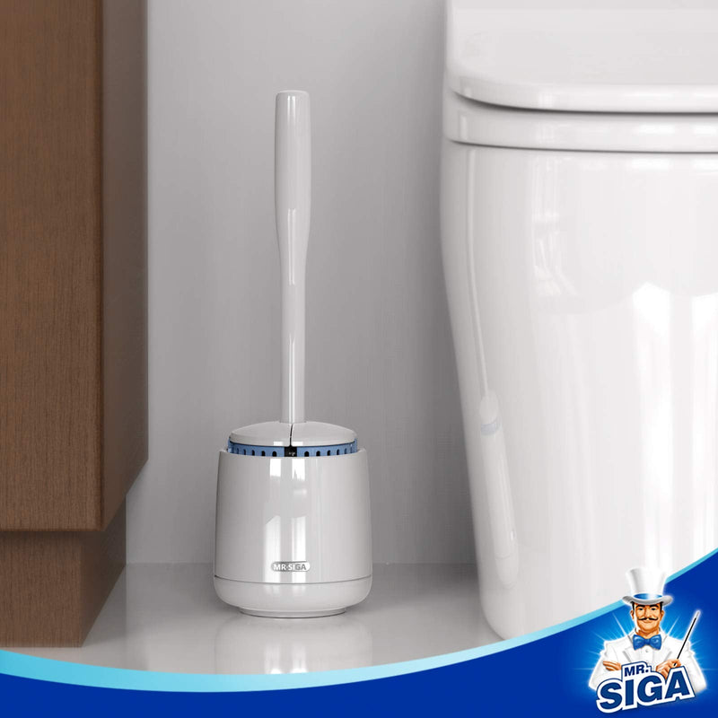 [AUSTRALIA] - MR.SIGA Toilet Bowl Brush and Holder, Premium Quality, with Solid Handle and Durable Bristles for Bathroom Cleaning, White, 1 Pack 