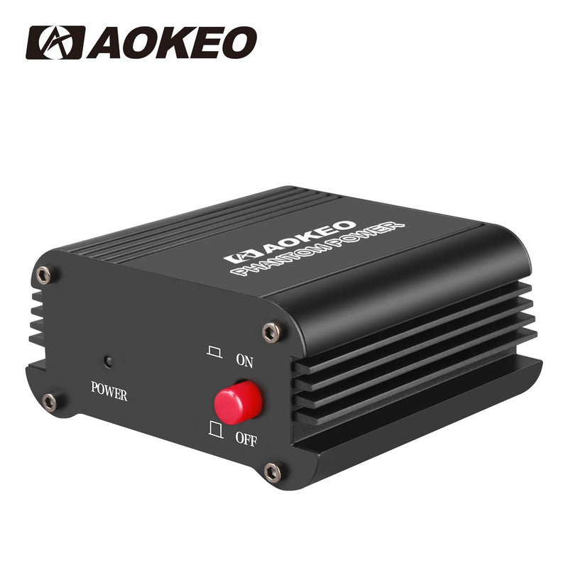 [AUSTRALIA] - Aokeo 1-Channel 48V Phantom Power Supply with Adapter, Bonus+XLR 3 Pin Microphone Cable for Any Condenser Microphone Music Recording Equipment 