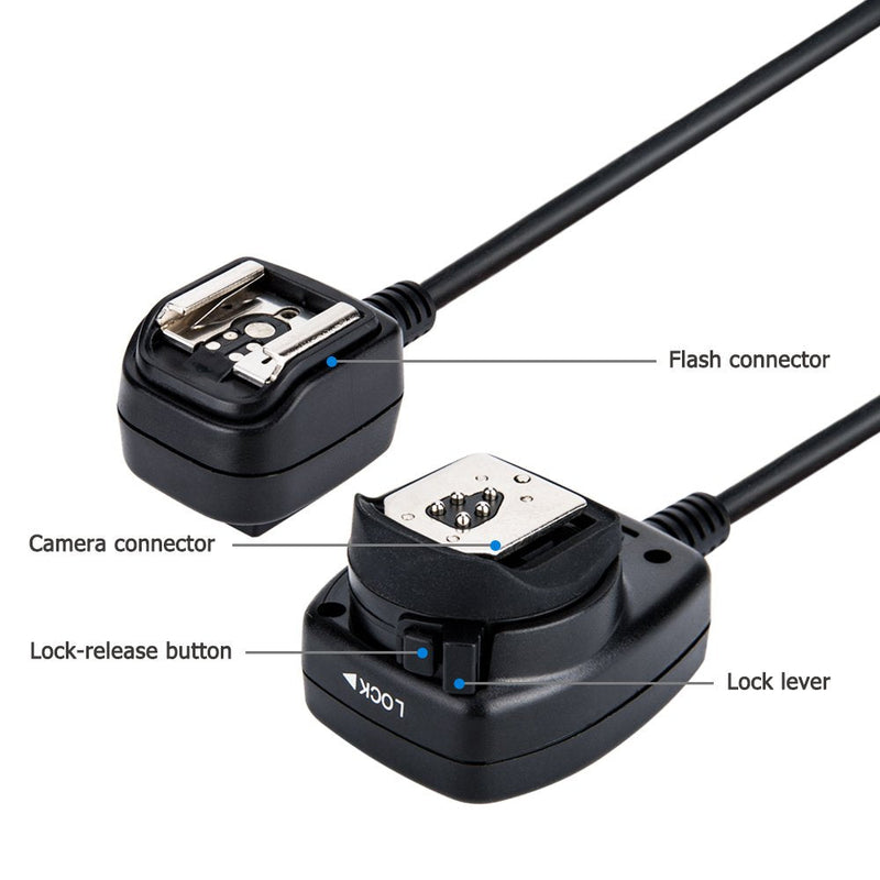 [AUSTRALIA] - Flash TTL Cord JJC Off-Camera Flash Hot Shoe Cord for Canon R5 R6 RP R T8i T7 T7i T6 T6i T6s T5 T5i SL3 SL2 90D 80D 77D 6D Mark II 5D Mark IV M50 M6,etc Replaces Canon OC-E3 Cord -1.3m 