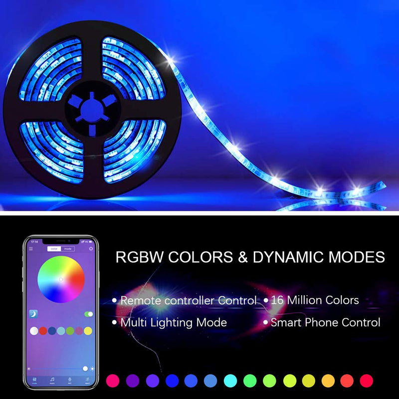 [AUSTRALIA] - XBUTY 16.4FT RBG SMD 5050 LED Strip Lights, Operate via Remote Controller or APP, Music Sync with Color Changing. Ideal for Home, Bars and Christmas Trees Decoration (16.4ft LED Strip Lights) 16.4ft LED Strip Lights 