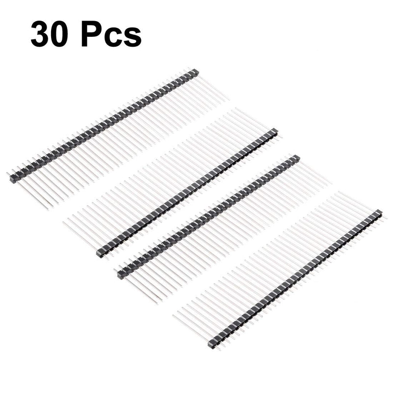 uxcell 30Pcs 2.54mm Pitch 40-Pin 25mm Length One Row Straight Connector Pin Header Strip for Arduino Prototype Shield