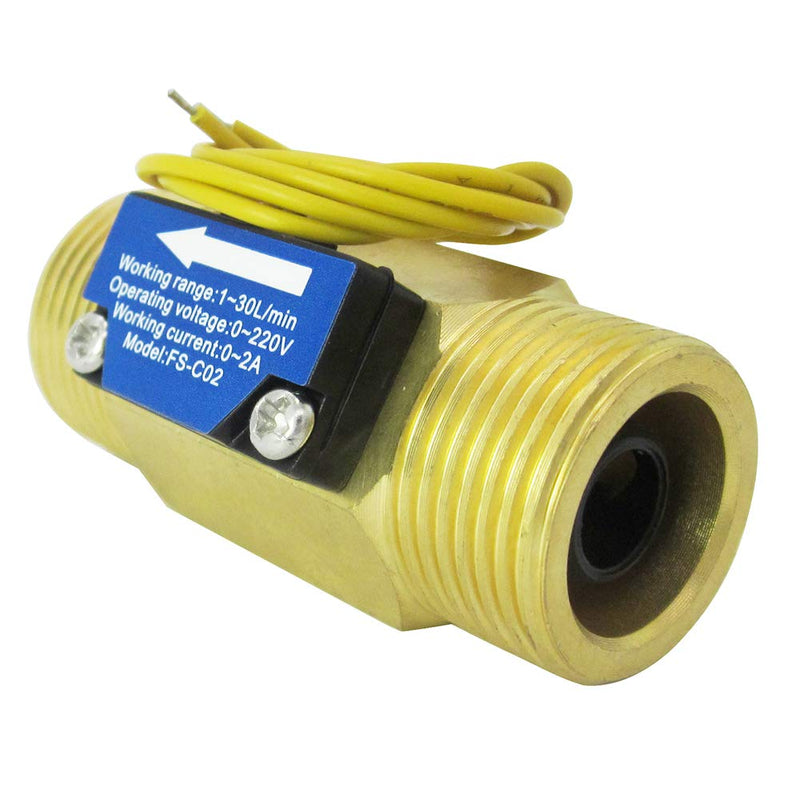DIGITEN FS-C02 G3/4" BSP Male Thread Water Flow Switch 0-2A/ 0-220V(AC or DC) for Shower Flow Water Heater