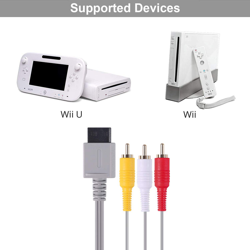Aokin AV Cable for Wii Wii U, Audio Video AV Cable Cord for Nintendo Wii and Wii U, 1.8M/6FT