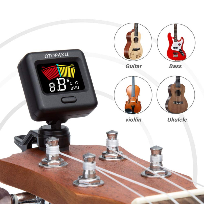 Clip-On Tuner for Guitar Bass Ukulele Violin Chromatic Tuning Modes